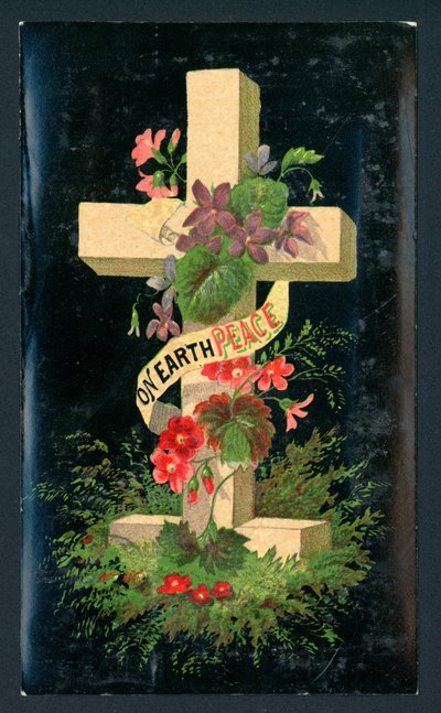 Kreuz mit Blumen, Weihnachtskarte von English School