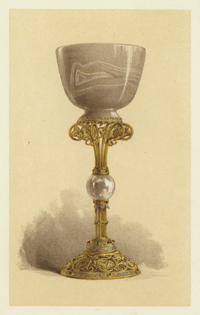 Becher oder Kelch, in orientalischem Onyx, montiert in emailliertem Gold von English School