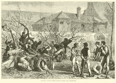 Bäume fällen rund um Paris für Brennholz, Oktober 1870 von English School