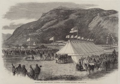 Erster Spatenstich der Conway und Llanrwst Eisenbahn (Stich) von English School
