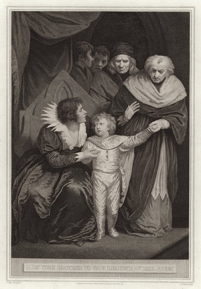 Der Herzog von York, Bruder von Eduard V, von der Königin übergeben von English School