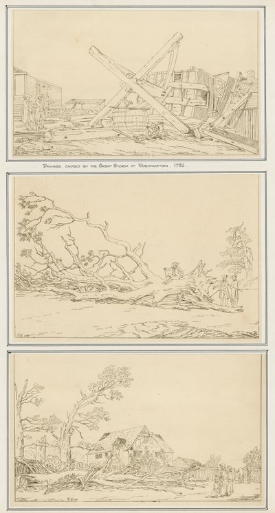 Schäden durch den Großen Sturm in Roehampton, 1780 von English School