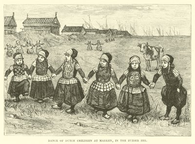 Tanz niederländischer Kinder auf Marken, im Zuiderzee von English School