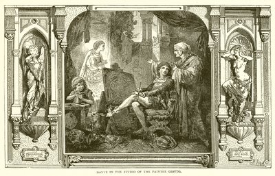 Dante im Atelier des Malers Giotto von English School