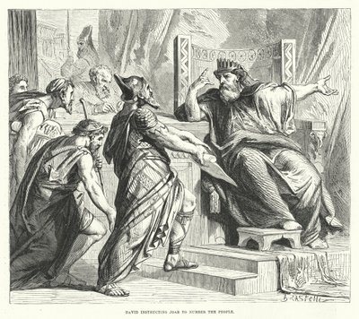 David unterweist Joab, das Volk zu zählen (Gravur) von English School