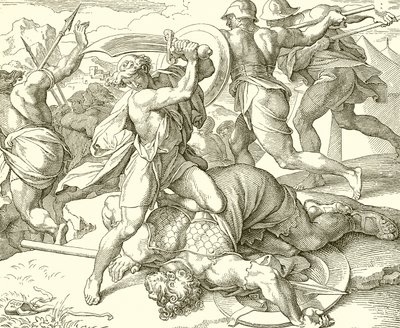 David erschlägt Goliath von Gat von English School