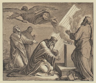Davids Unterwerfung unter Gottes Urteil (Gravur) von English School