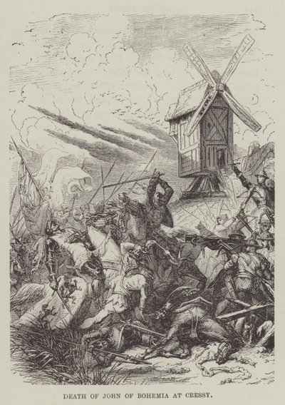 Tod von Johann von Böhmen bei Cressy (Stich) von English School