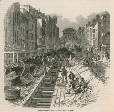 Vertiefung der Abwasserkanäle in der Fleet Street von English School