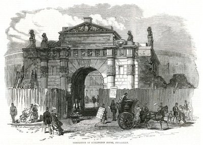 Abriss des Burlington House, Piccadilly von English School