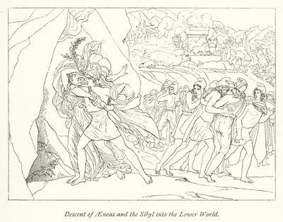 Abstieg von Aeneas und der Sibylle in die Unterwelt von English School
