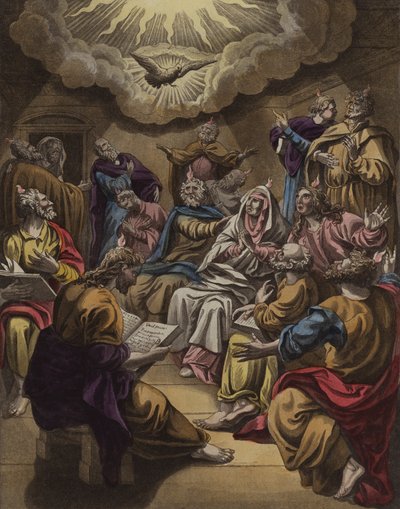 Herabkunft des Heiligen Geistes (Farblithografie) von English School