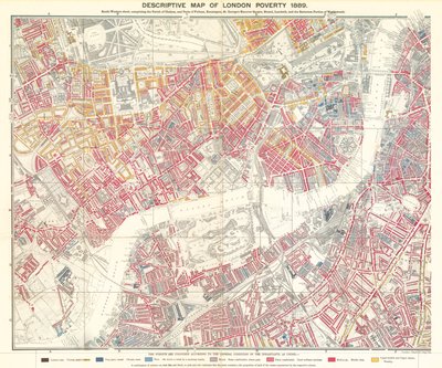 Beschreibende Karte der Armut in London, 1889 von English School