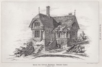 Entwurf für ein Landhaus, Ewhurst, Surrey (Gravur) von English School
