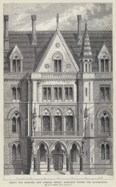 Design für das vorgeschlagene neue Außenministerium, Eingang im Innenhof von English School