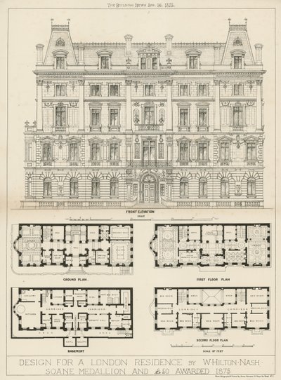 Entwurf für eine Londoner Residenz von W. Hilton Nash von English School