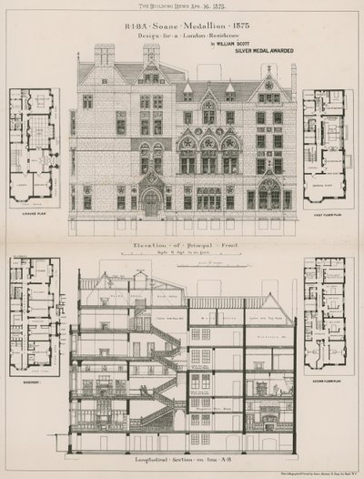 Entwurf für eine Londoner Residenz von William Scott von English School