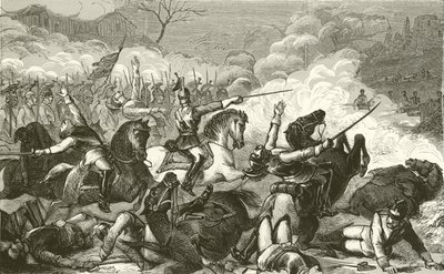 Zerstörung der Kürassiere von Graf Bismarck durch die Mitrailleuse von English School