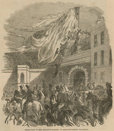Zerstörung des Ballons von Mrs. Graham in der Arlington Street, Piccadilly von English School