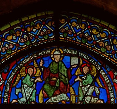 Detail aus dem Ostfenster der Dreifaltigkeitskapelle mit Christus in Herrlichkeit von English School