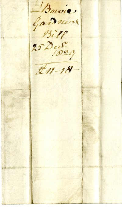 Devonshire MSS AS 3101, Folio aus einem Bündel von Rechnungen, beglichen von Pinder Simpson für Lord George Cavendish, einschließlich Alexander Bowies Rechnung von English School