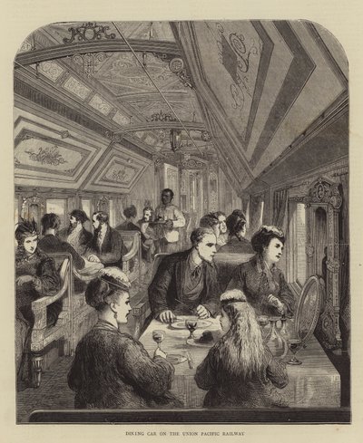 Speisewagen der Union Pacific Railway (Gravur) von English School