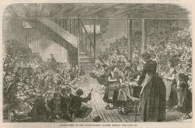 Essenszeit in der Clare Market Ragged School, Weihnachten 1869 von English School