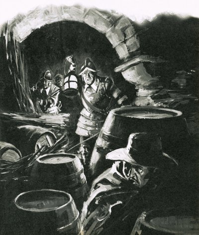 Entdeckung von Guy Fawkes und der Pulververschwörung von English School