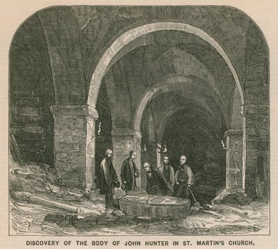 Entdeckung des Körpers von John Hunter in der St Martins Kirche, London von English School