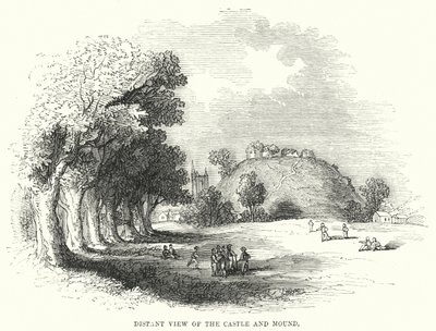 Fernsicht auf das Schloss und den Hügel (Gravur) von English School