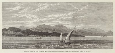 Fernsicht auf die Laurium-Berge und Erzschmelzwerke bei Ergasteria, Küste von Attika (Stich) von English School