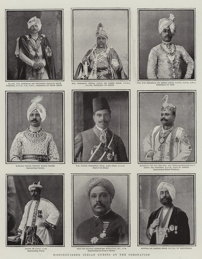 Hervorragende indische Gäste bei der Krönung, Illustration aus The Graphic, 28. Juni 1902 von English School