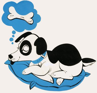 Hund träumt von einem Knochen von English School