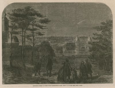 Donatis Komet, gesehen vom Greenwich Park, 17. September 1858, um 19:30 Uhr von English School