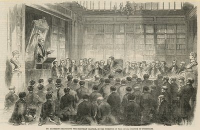 Dr. Alderson hält die Harveian Oration im Theater des Royal College of Physicians von English School