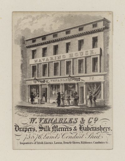 Tuchhändler, W Venables & Co, Visitenkarte von English School