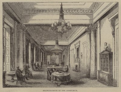 Salon im Athenaeum Club, London (Gravur) von English School