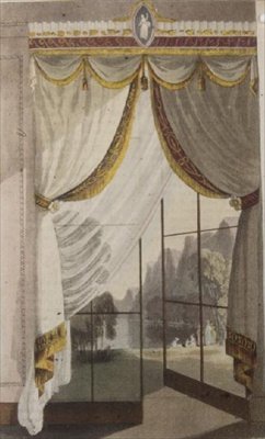 Vorhang im Wohnzimmer, Tafel 100 aus Ackermann