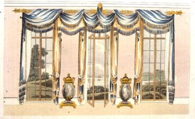 Vorhang im Salon, Tafel 109 aus Ackermann