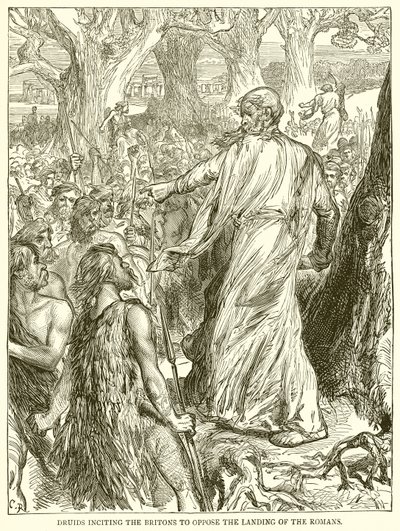 Druiden stacheln die Briten an, die Landung der Römer zu verhindern von English School