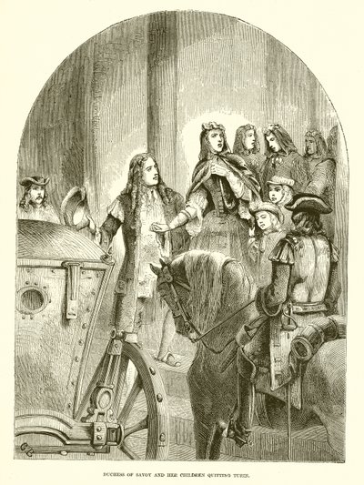 Herzogin von Savoyen und ihre Kinder verlassen Turin von English School