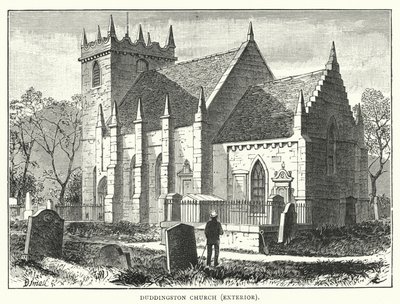 Duddingston Kirche, Außenansicht (Stich) von English School