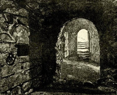 Verliese im Schloss unter dem Zimmer von Königin Maria. Illustration aus Cassells Alt und Neu Edinburgh von James Grant, ca. 1900 von English School