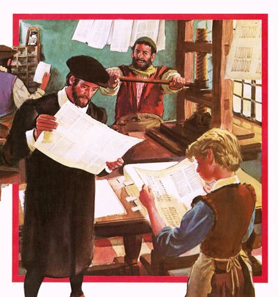 Frühe Druckerpresse von English School