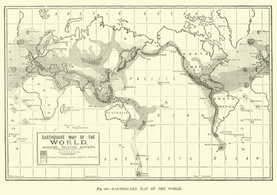 Erdbebenkarte der Welt von English School