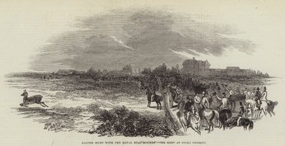 Osterjagd mit den königlichen Hirschhunden, das Treffen in Stoke Common (Gravur) von English School