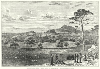 Edinburgh, von "Rest and Be Thankful" Corstorphine Hill (Gravur) von English School