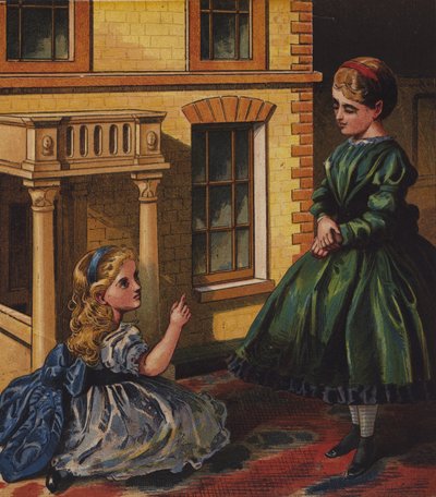 Ediths und Millys Haushaltung (Farblithografie) von English School