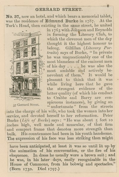 Edmund Burke und 37 Gerrard Street von English School
