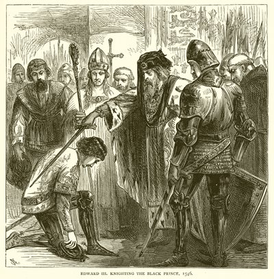 Eduard III. schlägt den Schwarzen Prinzen zum Ritter, 1546 von English School